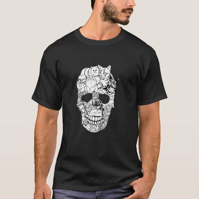 Camiseta Cat Skull Kitty Skeleton Halloween Costume Skull C (Frente)