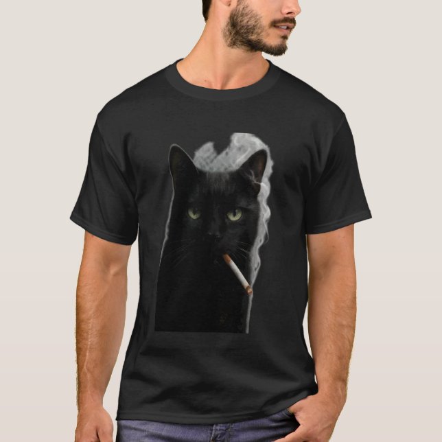 Camiseta Cat Smoking Cigarette T (Frente)
