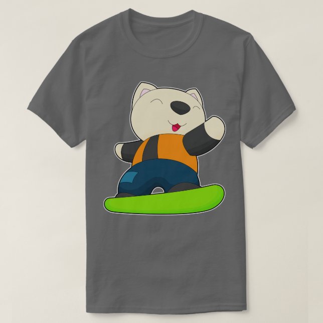Camiseta Cat Snowboard Esportes de inverno (Frente do Design)