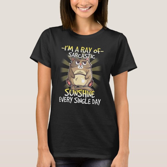Camiseta Cat, sou um Ray de Sol Sarcástico a cada Solteiro  (Frente)