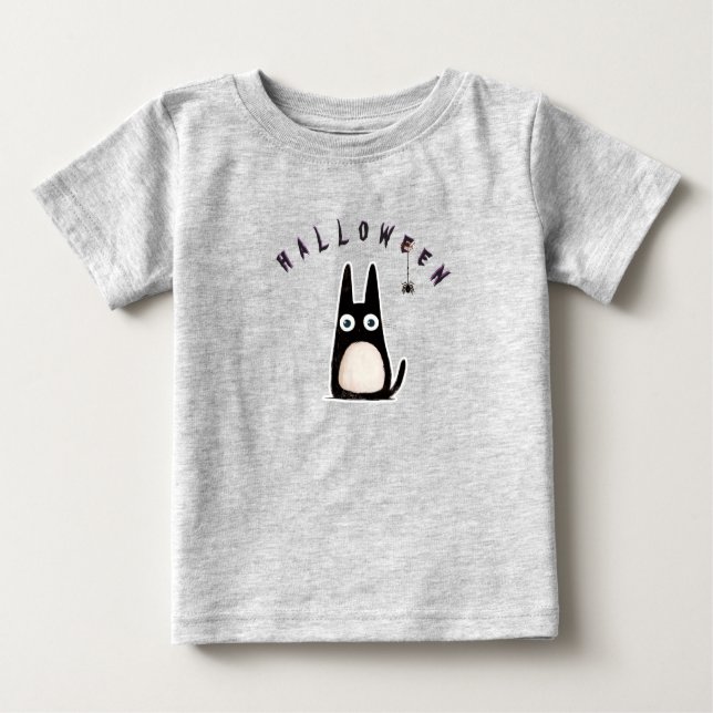 Camiseta cat + spider + Halloween, personalized (Frente)