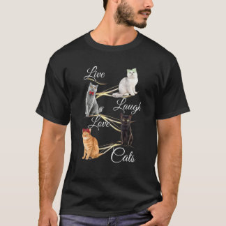 Camiseta Cat Spirit Animal Vive Rindo Rindo Gatos De Amor I