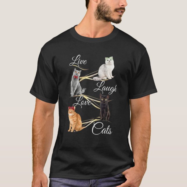 Camiseta Cat Spirit Animal Vive Rindo Rindo Gatos De Amor I (Frente)