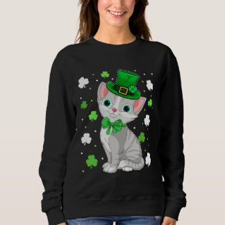 Camiseta Cat St Patricks Day Women Kids Leprechaun Cat Sham