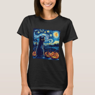 Camiseta Cat Starry Night Van Gogh Cat Para Cat Lover Cat D