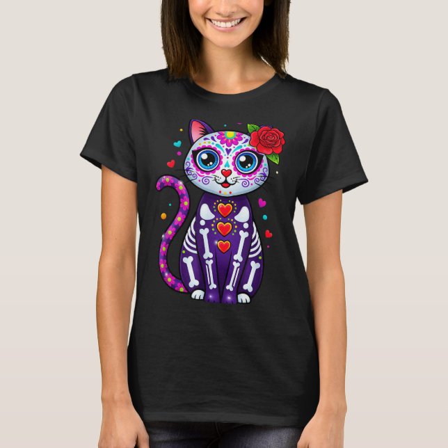 Camiseta Cat Sugar Skull Cute Cat For Cat Lover Cat-m  (Frente)