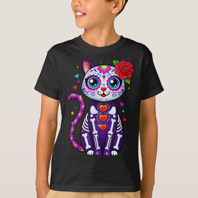 Camiseta Cat Sugar Skull Cute Cat For Cat Lover Cat-m  (Frente)