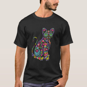 Camiseta Cat Sugar Skull Dia De Los Muertos Cujo Mexicano