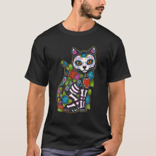 Camiseta Cat Sugar Skull México Calavera Dia De Los Muerto