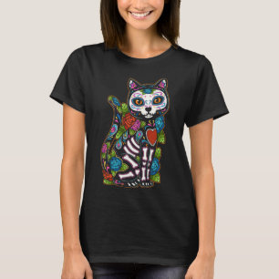 Camiseta Cat Sugar Skull México Calavera Dia De Los Muertos