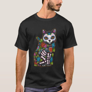 Camiseta Cat Sugar Skull México Calavera Dia De Los Muertos