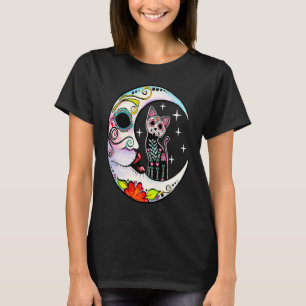 Camiseta Cat Sugar Skull Moon Dia de Los Muertos Dia de