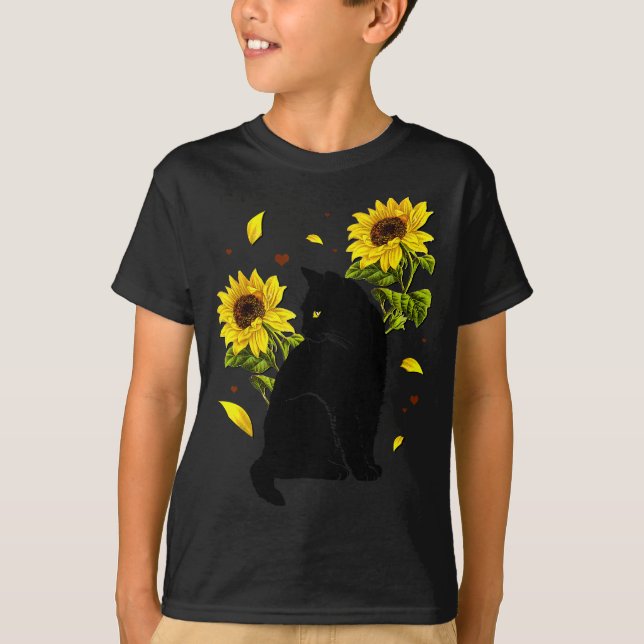 Camiseta Cat Sunflower Christmas Tree Sun Flower Cat Lover  (Frente)