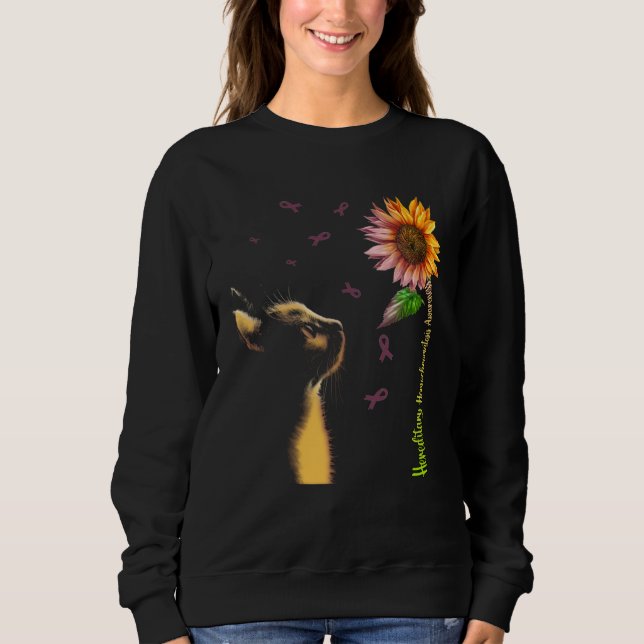 Camiseta Cat Sunflower Hereditary Hemochromatosis Awareness (Frente)