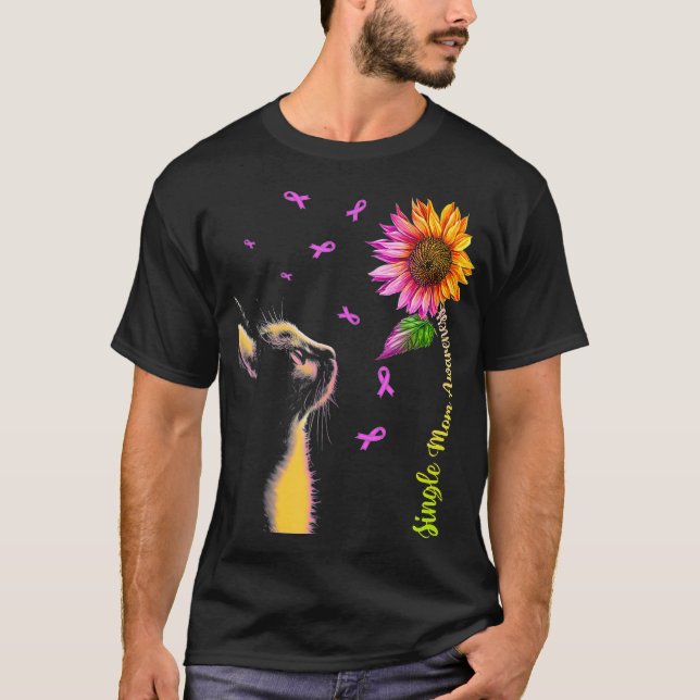 Camiseta Cat Sunflower Solteiro Mãe Consciência  (Frente)