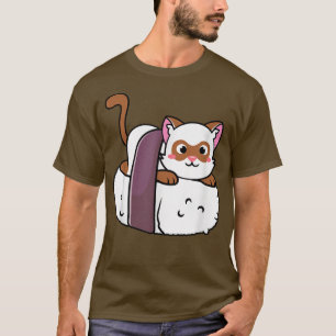 Camiseta Cat Sushi Anime Kawaii Neko para Meninas e Adolesc