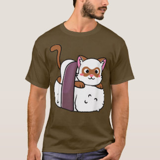 Camiseta Cat Sushi Anime Kawaii Neko para Meninas e Adolesc