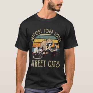 Camiseta Cat T-Shirtsupport Your Local Street Cats Vintage