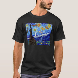 Camiseta Cat T, Starry Night Cat, Womens Cat, Van Gogh Cat