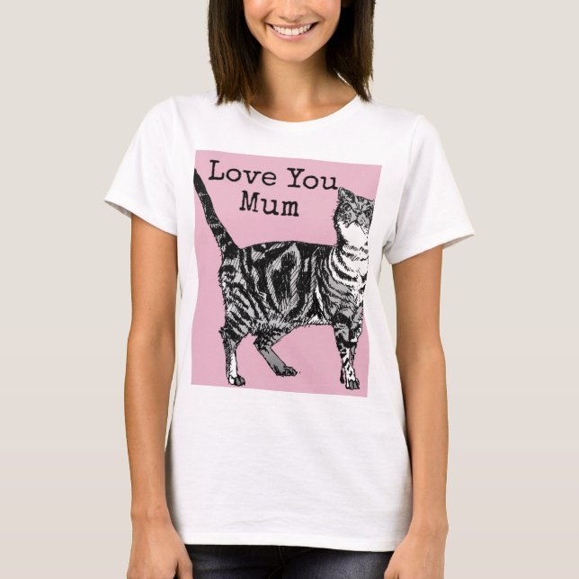 Camiseta Cat Tabby Pastel Cats Rose Pink Love Mum Mother (Frente)