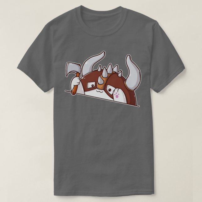 Camiseta Cat Tabletop RPG Barbarian (Frente do Design)