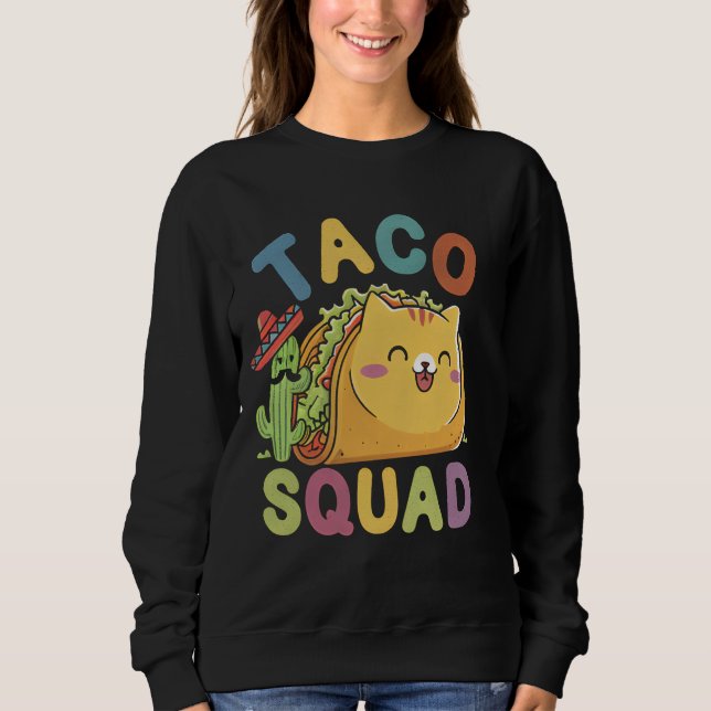 Camiseta Cat Taco Squad Cinco De Mayo Mexican Party Fiesta  (Frente)