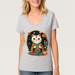 Camiseta Cat Tea Time Japonês