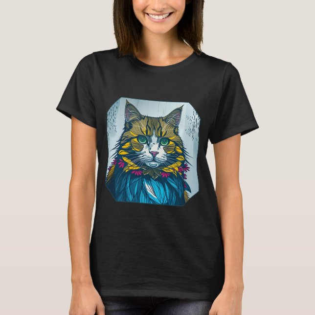 Camiseta Cat That Ate The Canary Feathers | Wearable Art (Frente)
