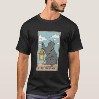 Camiseta Cat The Hermit Tarot Card Design para um Cartão de
