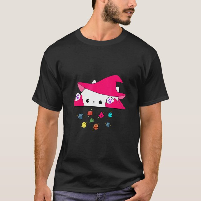 Camiseta Cat Throwing Dice Tabletop Games (Frente)