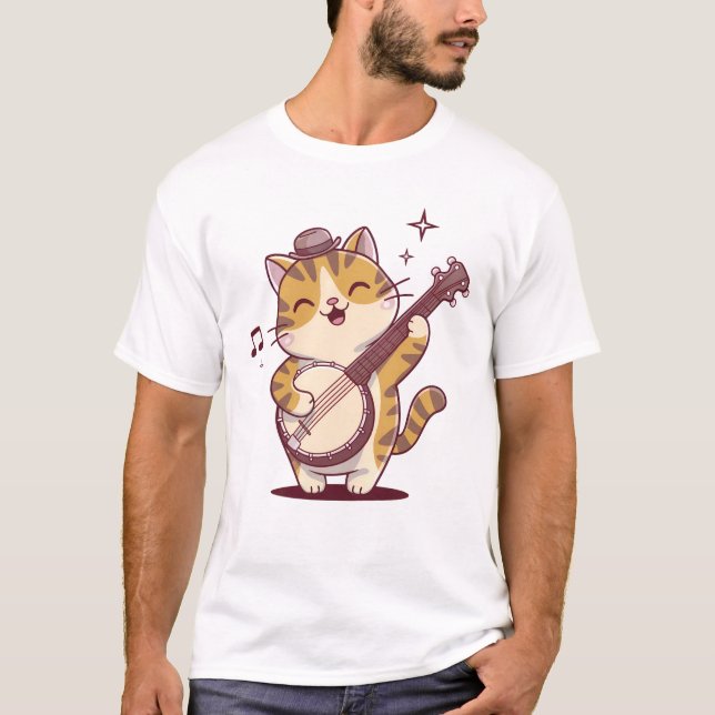 Camiseta Cat tocando banjo (Frente)