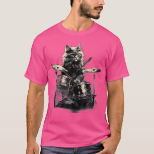 Camiseta Cat Tocando Dragas I Música Cat