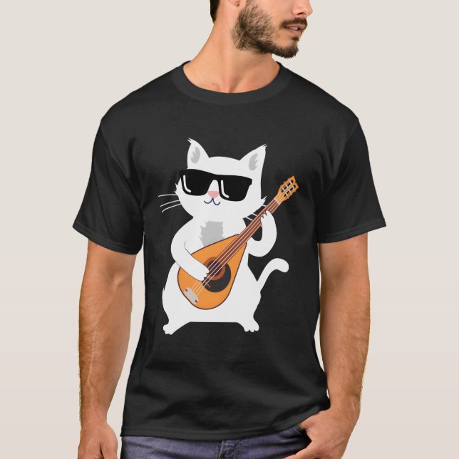 Camiseta Cat tocando Mandolin (Frente)