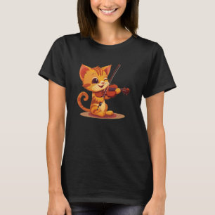 Camiseta Cat tocando roupa de violino