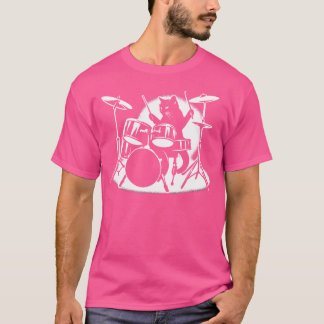 Camiseta Cat Tocando Tambores Drummer Novelty Music Lover F