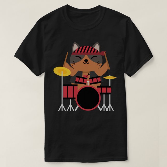 Camiseta Cat tocando violão_781 (Frente do Design)