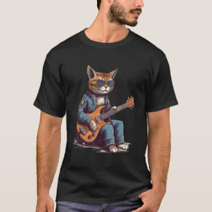 Camiseta Cat tocando violão, música, guitarrista, gato