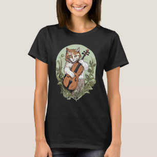 Camiseta Cat Tocando Violino em Cottagecore