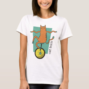 Camiseta Cat Trick Enny Tabby Cat Dirigindo um Unicamp