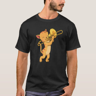 Camiseta Cat Trombone Music Men Cat Jazz Music Marching Ban