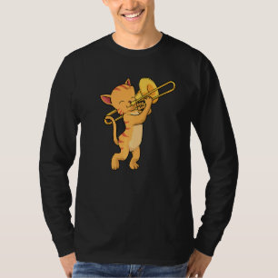 Camiseta Cat Trombone Music Men Cat Jazz Music Marching Ban
