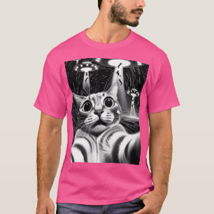 Camiseta Cat Ufo Invasão Furioso Cat Memória RetroAlienígen