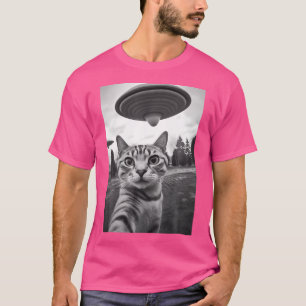 Camiseta Cat Ufo Selfie Alienígena Ufo Funny Cat Selfie Com