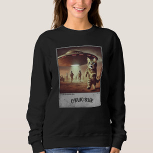 Camiseta Cat UFO Selfie: Gatinho assustado (capuz de mulher