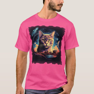 Camiseta Cat Ufo Selfie Invasão