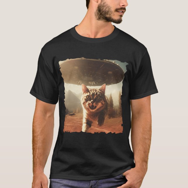 Camiseta Cat UFO Selfie: Invasion / Herren Tshirt #3 (Frente)