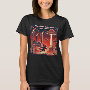 Camiseta Cat UFO Selfie: Planeta Vermelho (pixel para mulhe