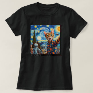 Camiseta Cat UFO Selfie: Presente Do Kitten #01
