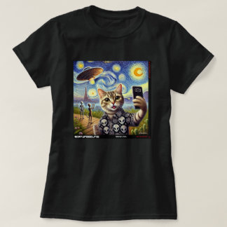 Camiseta Cat UFO Selfie: Presente Do Kitten #07