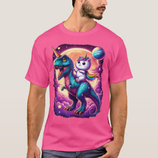 Camiseta Cat Unicorn Andando Dinossauro T Rex Kitten Lover 